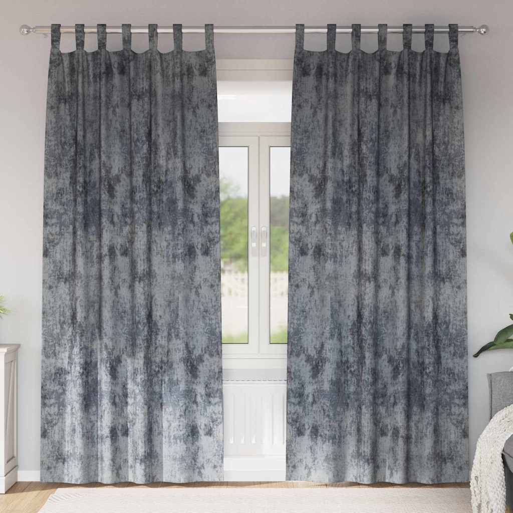 Rideaux en velours avec embrasses 2 pcs gris argenté 245 x 140 cm velours