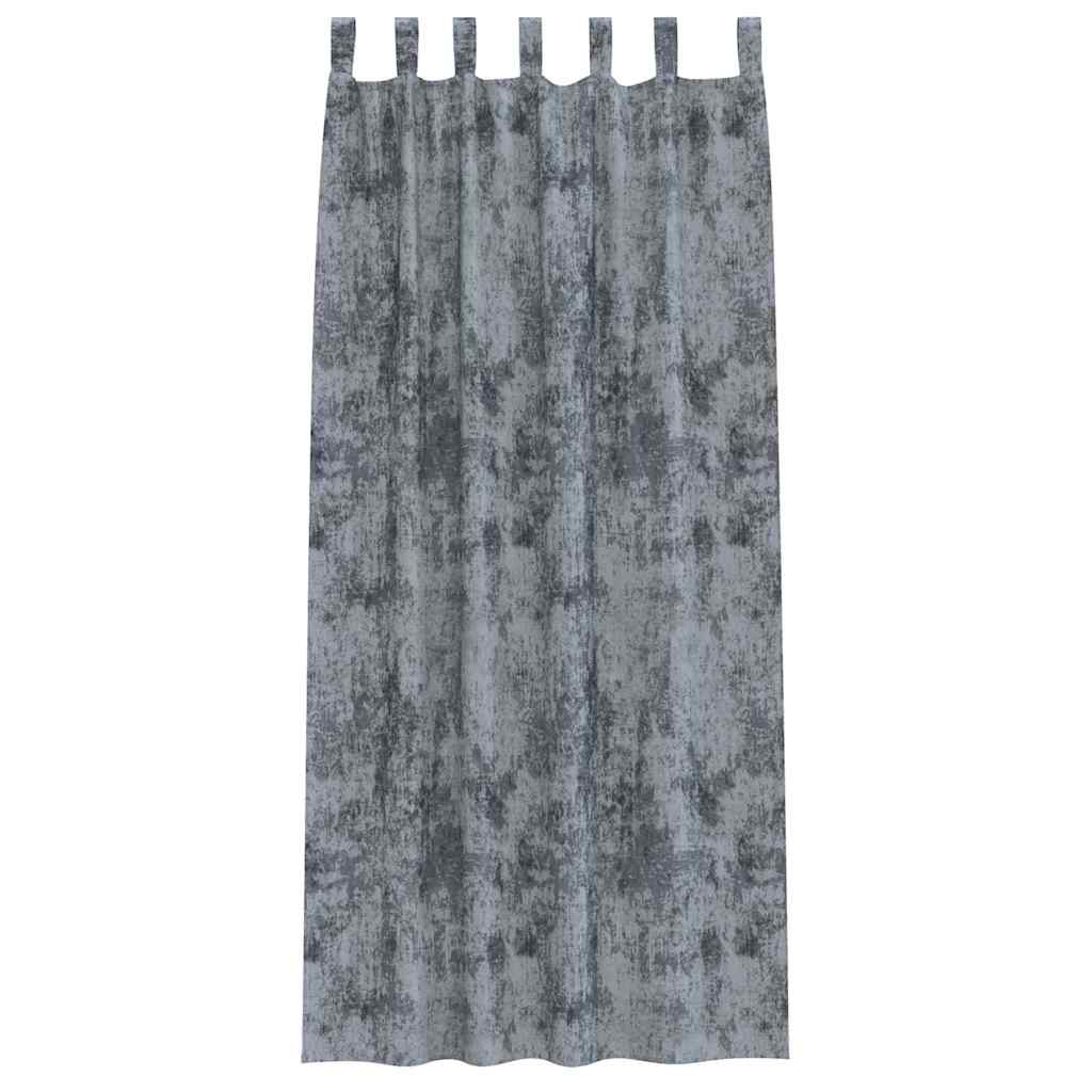 Rideaux en velours avec embrasses 2 pcs gris argenté 245 x 140 cm velours