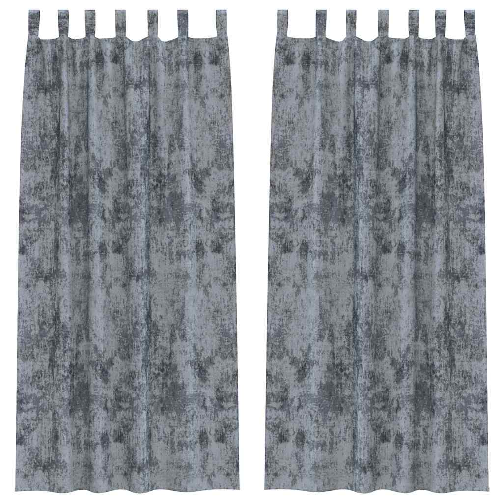 Samtvorhänge mit Vorhängen 2 pcs Silber Grau 260 x 140 cm Samt