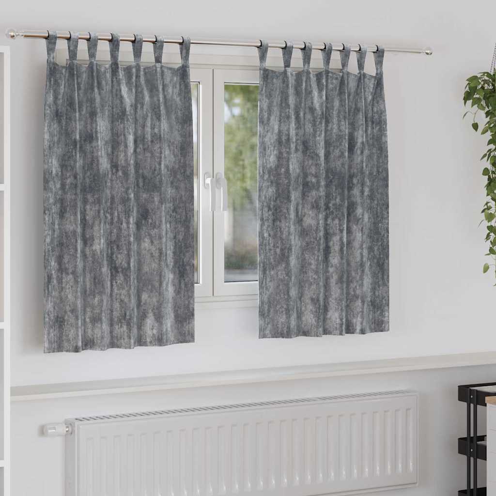 Rideaux en velours avec 2 pans Gris 140 x 140 cm Velours
