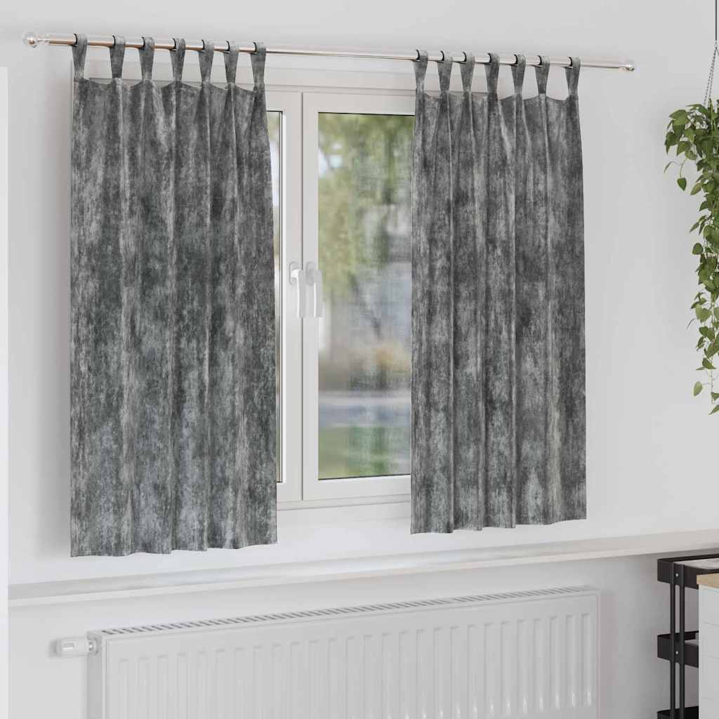 Samtvorhänge mit Vorhängen 2 pcs Grau 175 x 140 cm Samt
