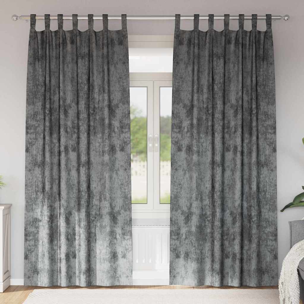Velvet Curtains with Drapes 2 pcs Grey 260 x 140 cm Velvet