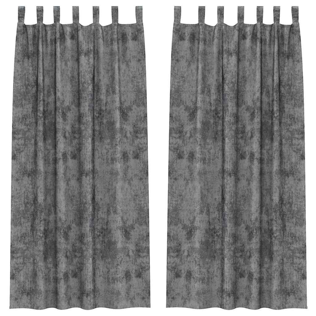 Velvet Curtains with Drapes 2 pcs Grey 260 x 140 cm Velvet