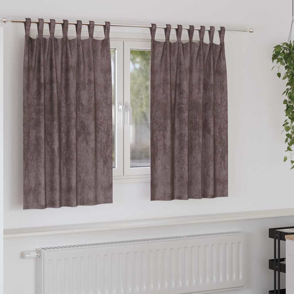 Rideaux en velours avec 2 pans marron 140 x 140 cm Velours