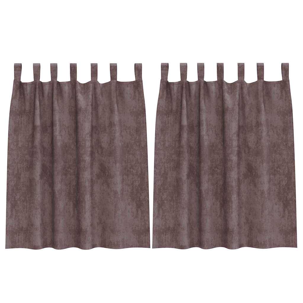Rideaux en velours avec 2 pans marron 140 x 140 cm Velours