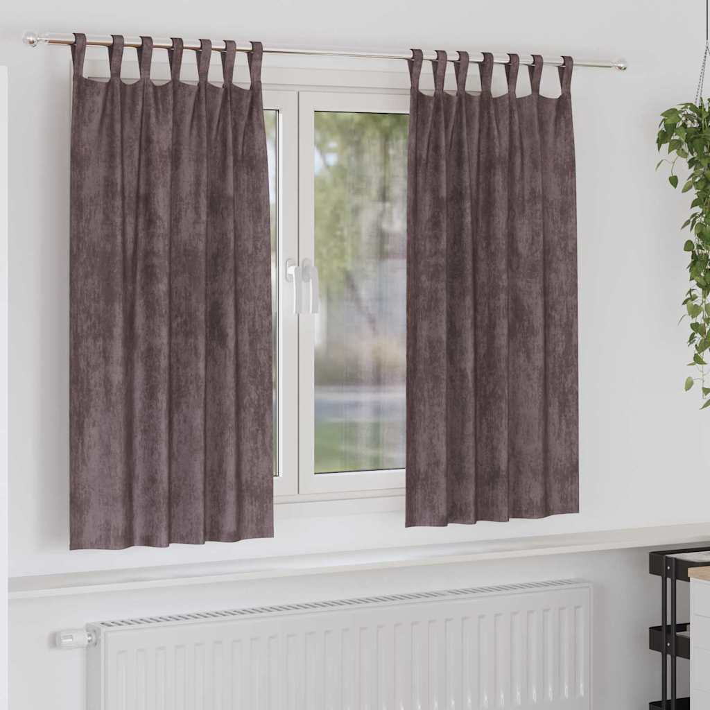 Rideaux en velours avec rideaux 2 pcs marron 175 x 140 cm Velours