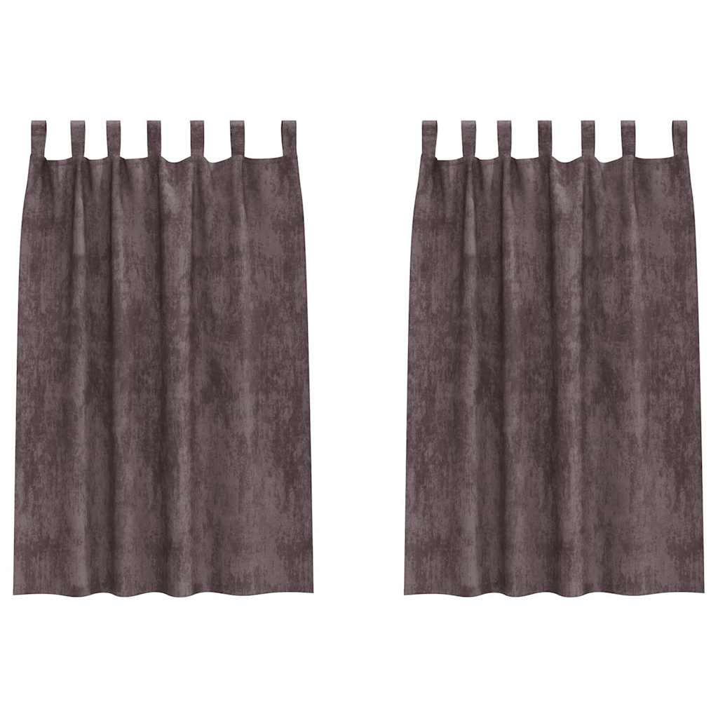 Rideaux en velours avec rideaux 2 pcs marron 175 x 140 cm Velours