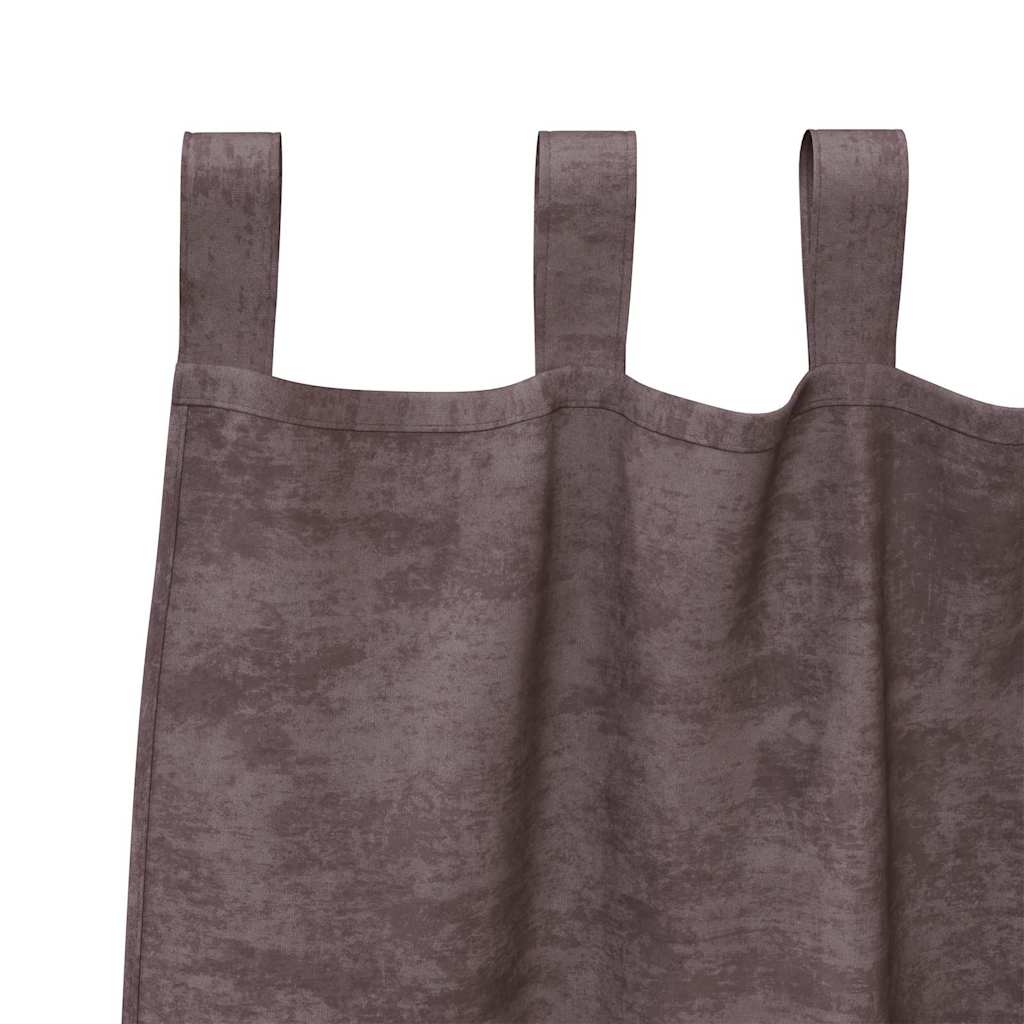 Rideaux en velours avec des rideaux 2 pcs marron 245 x 140 cm velours