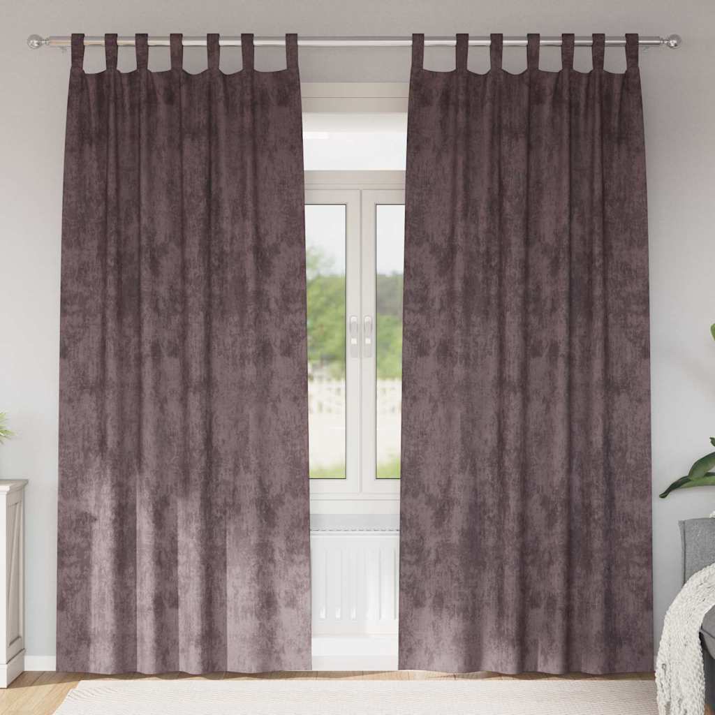 Rideaux en velours avec des rideaux 2 pcs marron 245 x 140 cm velours
