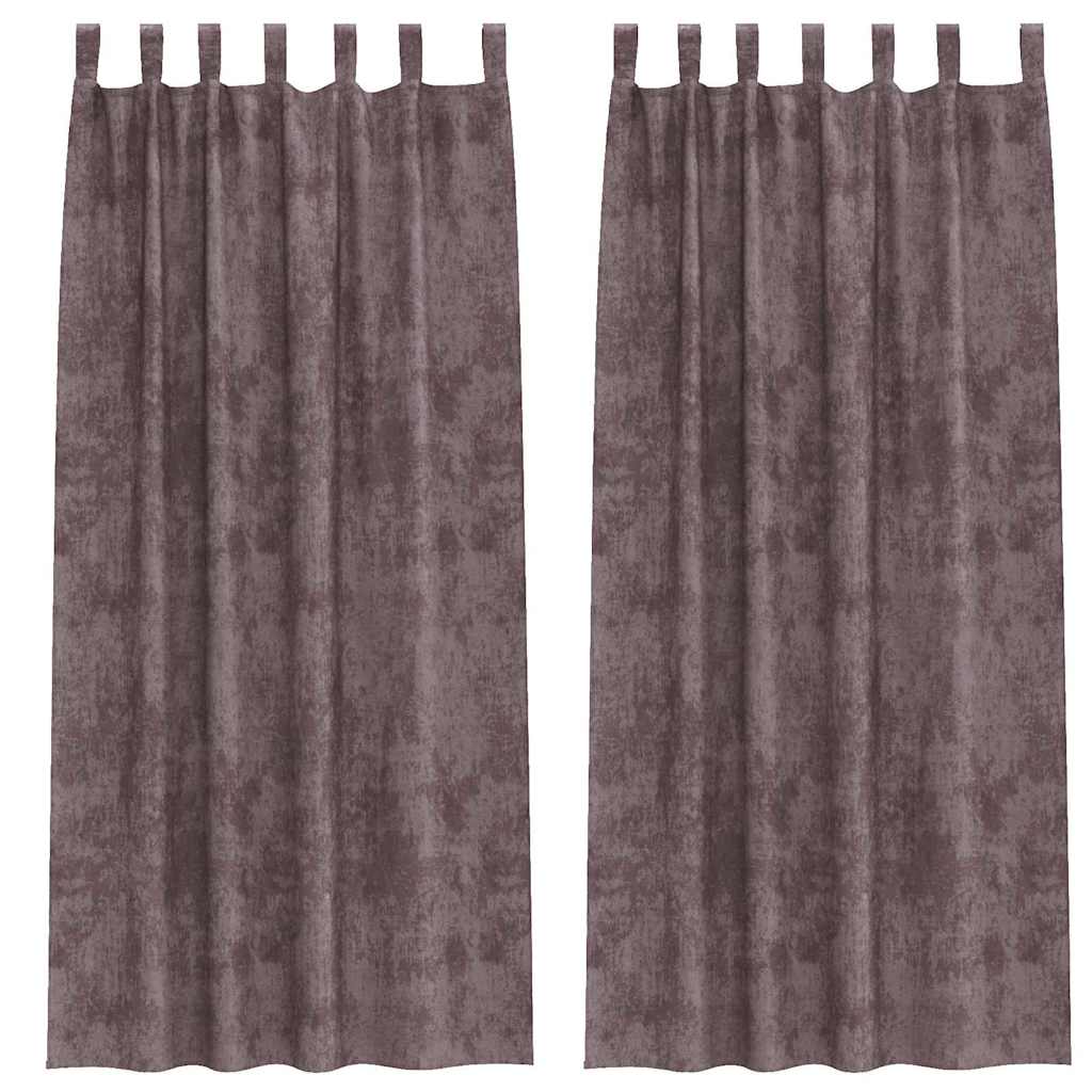 Rideaux en velours avec des rideaux 2 pcs marron 245 x 140 cm velours
