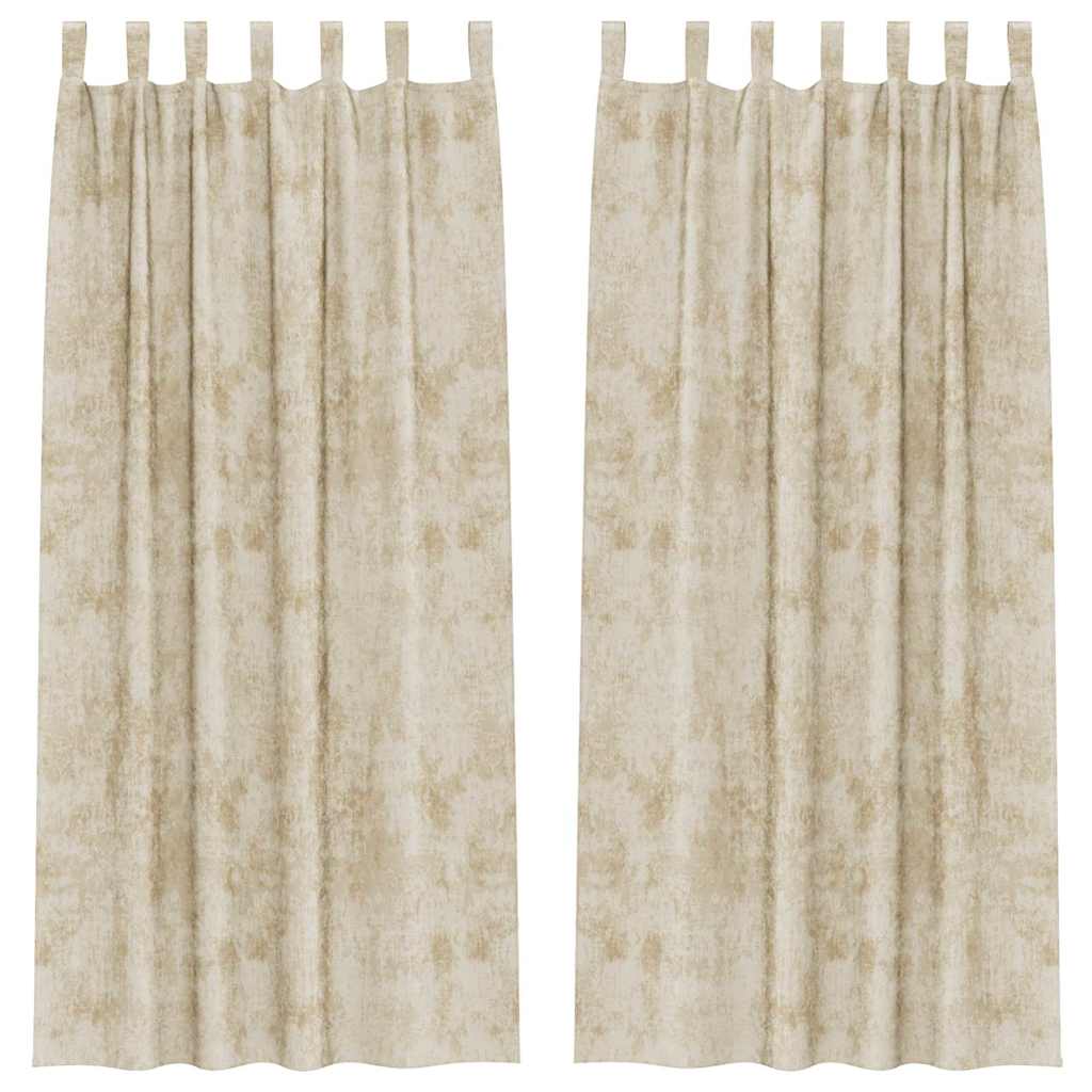 Rideaux en velours avec tentures 2 pcs Crème 225 x 140 cm Velours