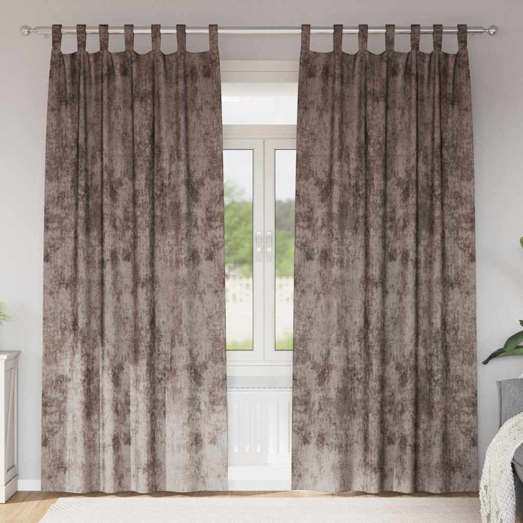 Samtvorhänge mit Vorhängen 2 pcs Cappuccino 245 x 140 cm Samt
