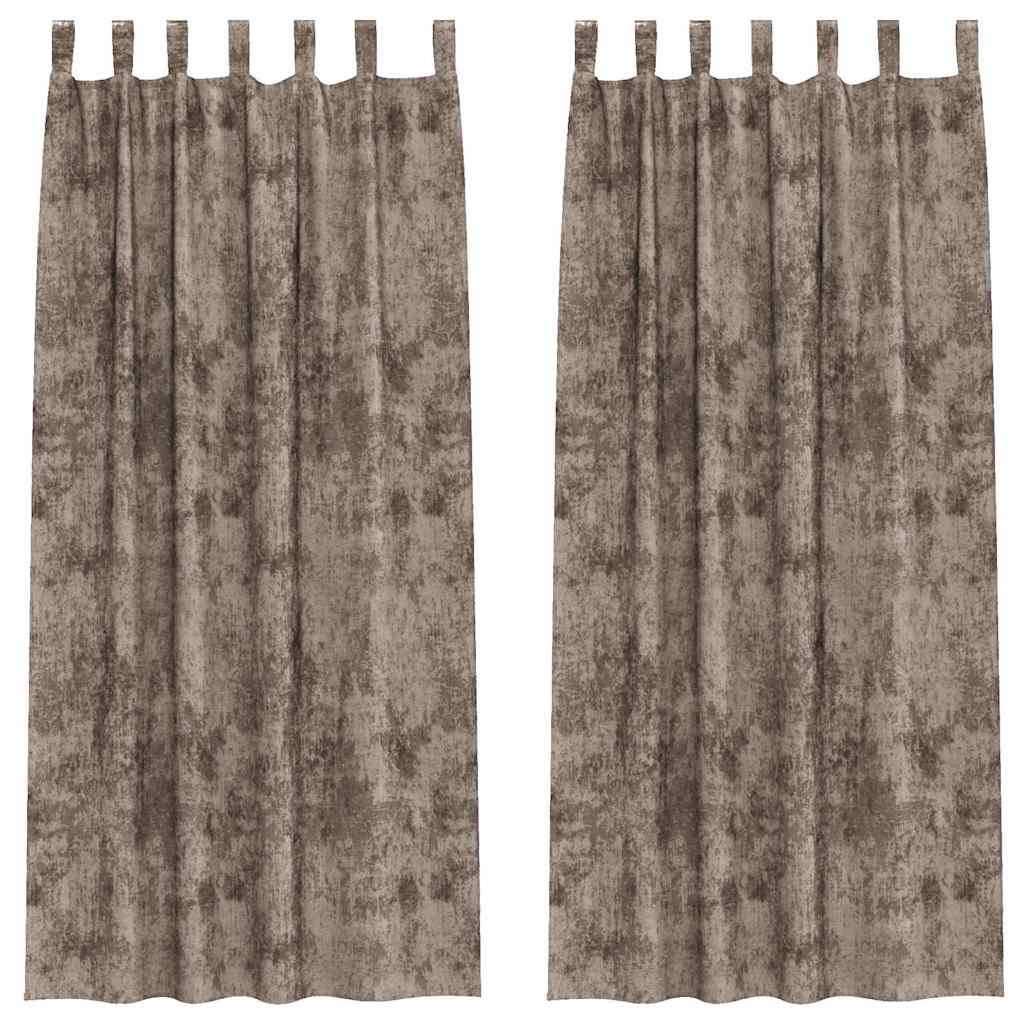 Samtvorhänge mit Vorhängen 2 pcs Cappuccino 245 x 140 cm Samt