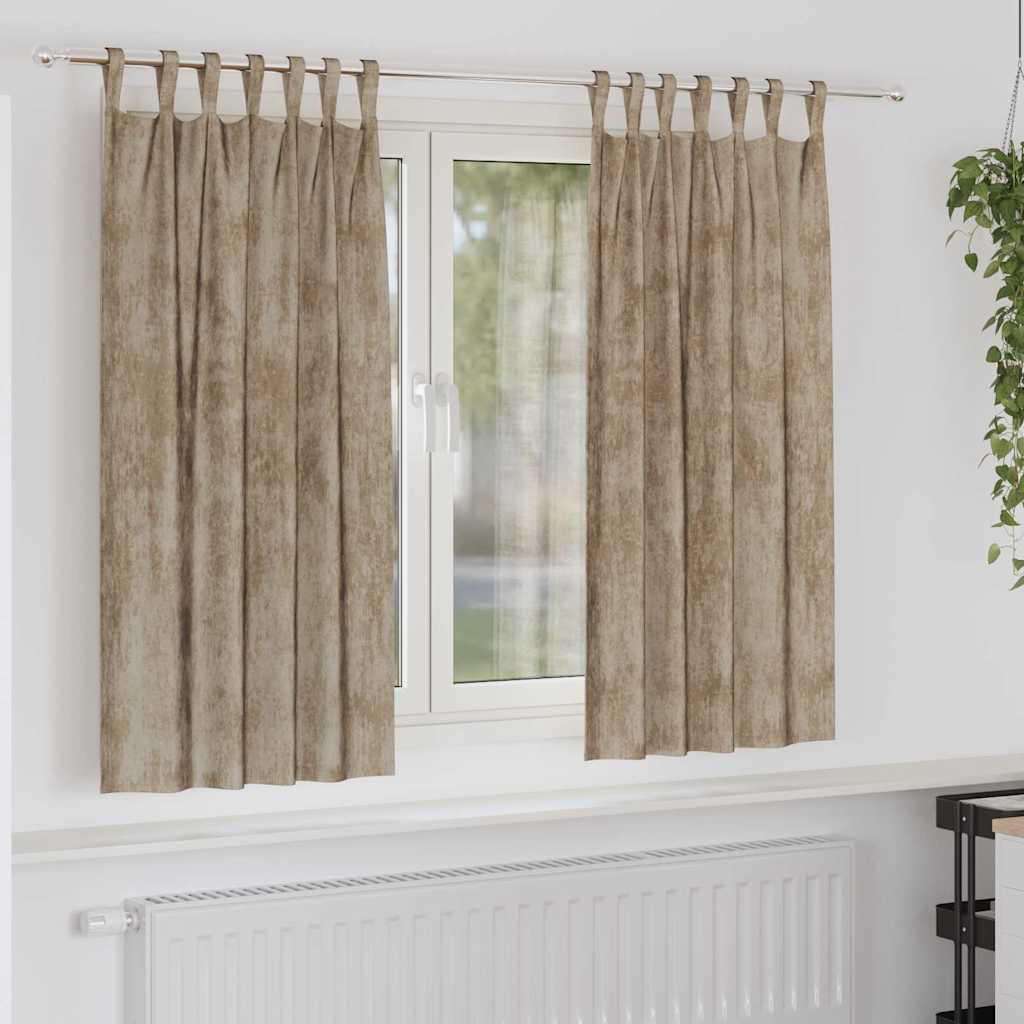 Rideaux en velours avec rideaux 2 pcs Champagne 175 x 140 cm Velours