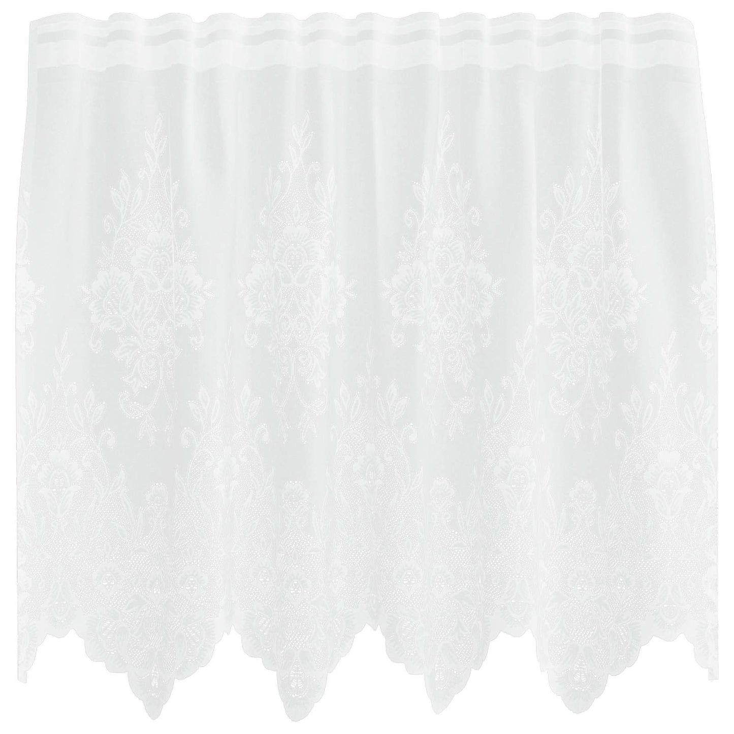 Lace Curtain with Drapes Floral White 120 x 150 cm Polyester