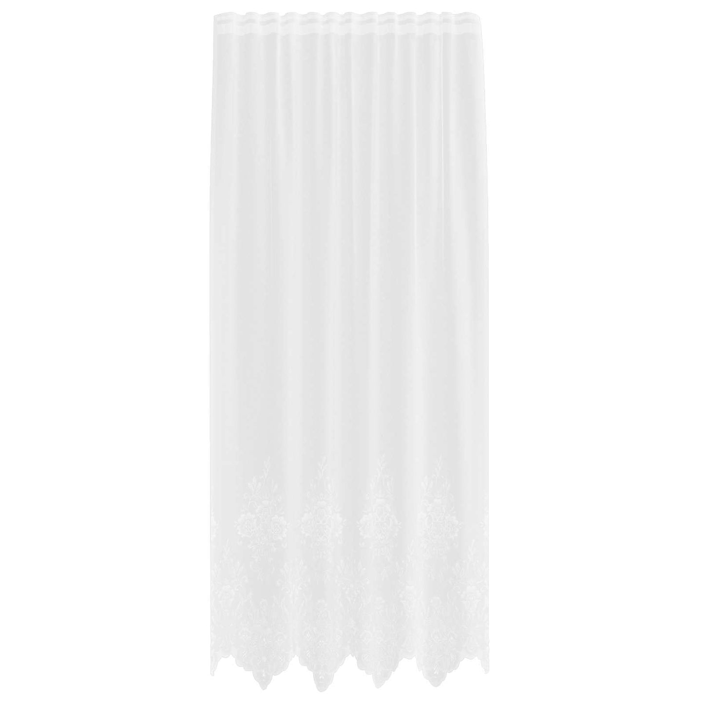 Lace Curtain with Drapes Floral White 220x150cm Polyester