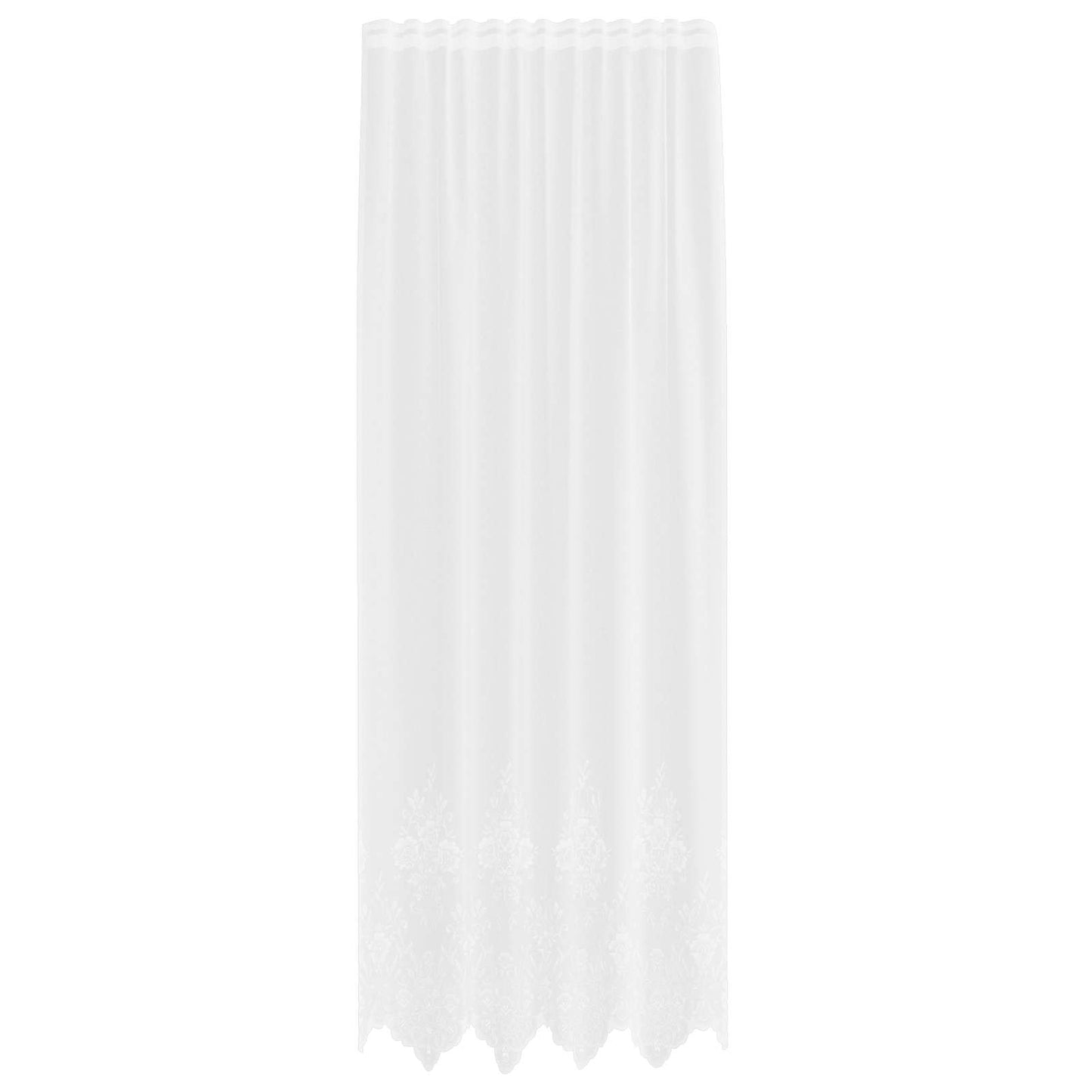 Voilage en pointe avec rideaux Florale Blanc 260 x 150 cm Polyester