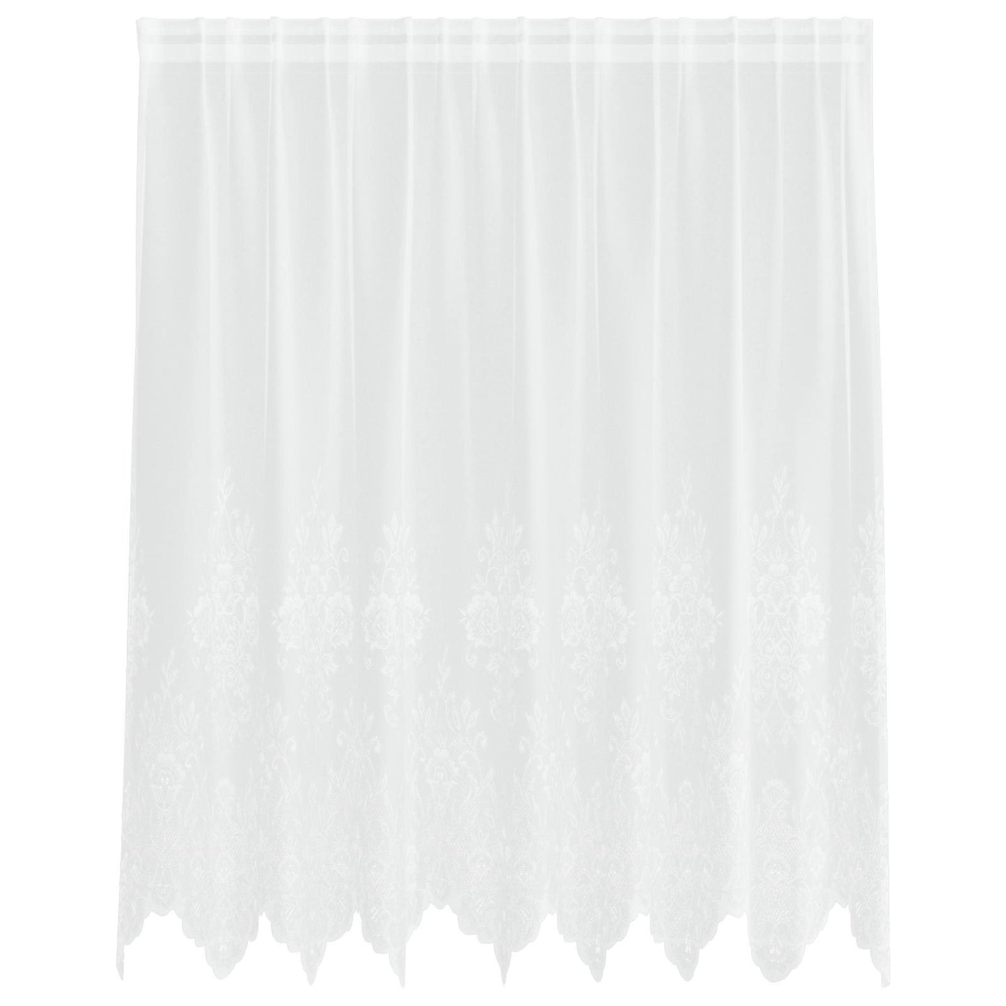 Lace Curtain with Drapes Floral White 160 x 200 cm Polyester