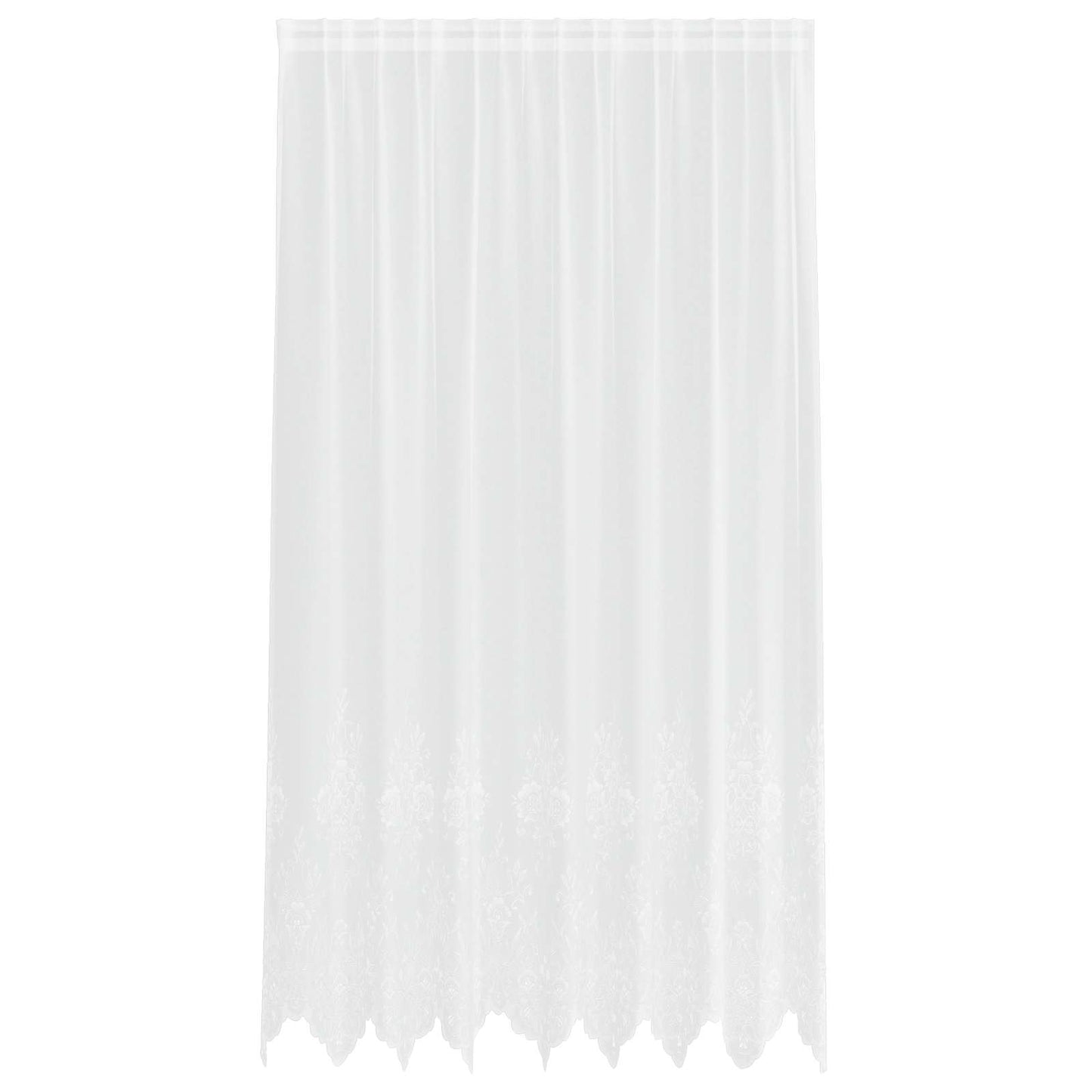Spitzenvorhang mit Vorhängen Floral Weiß 245 x 200 cm Polyester