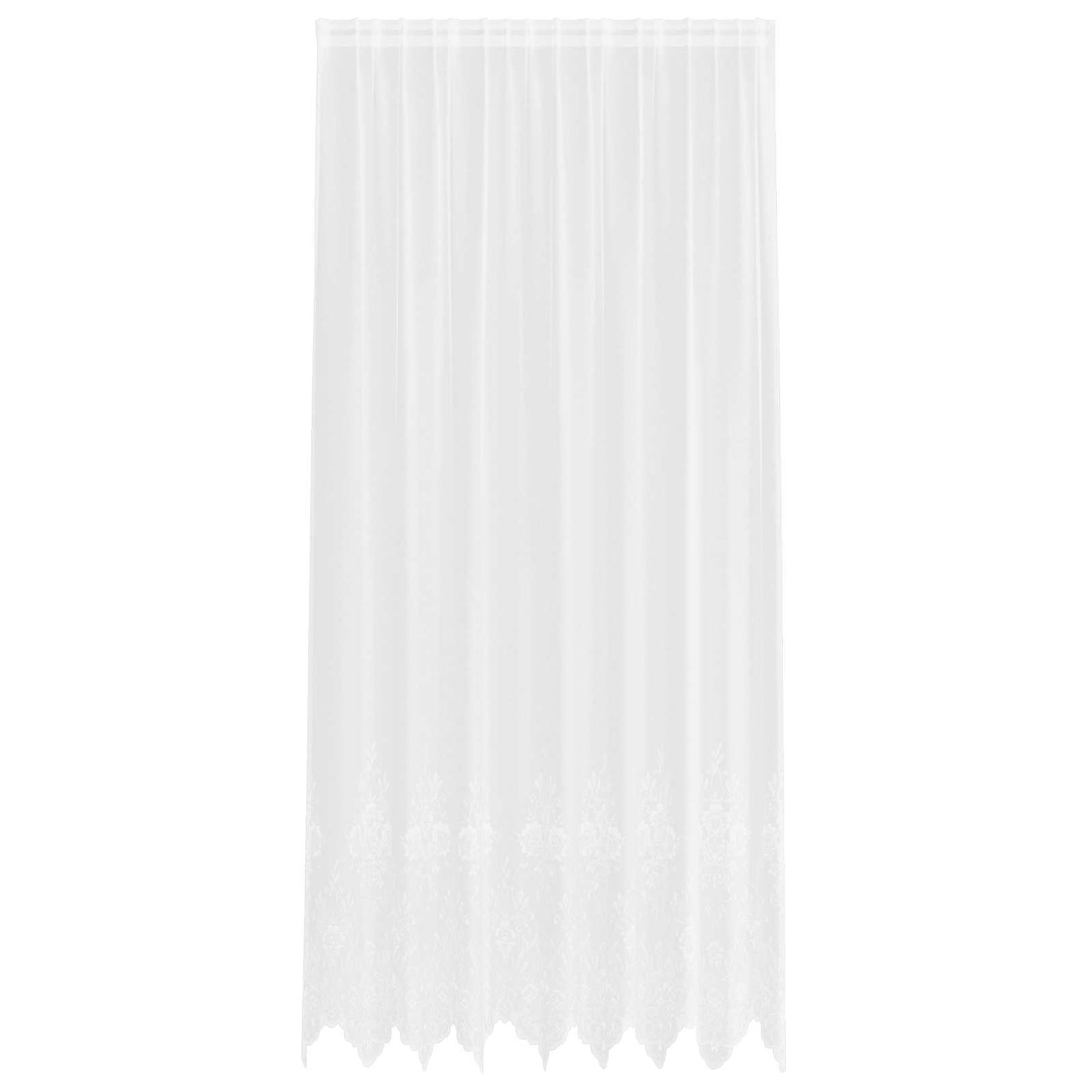 Lace Curtain with Drapes Floral White 300 x 200 cm Polyester
