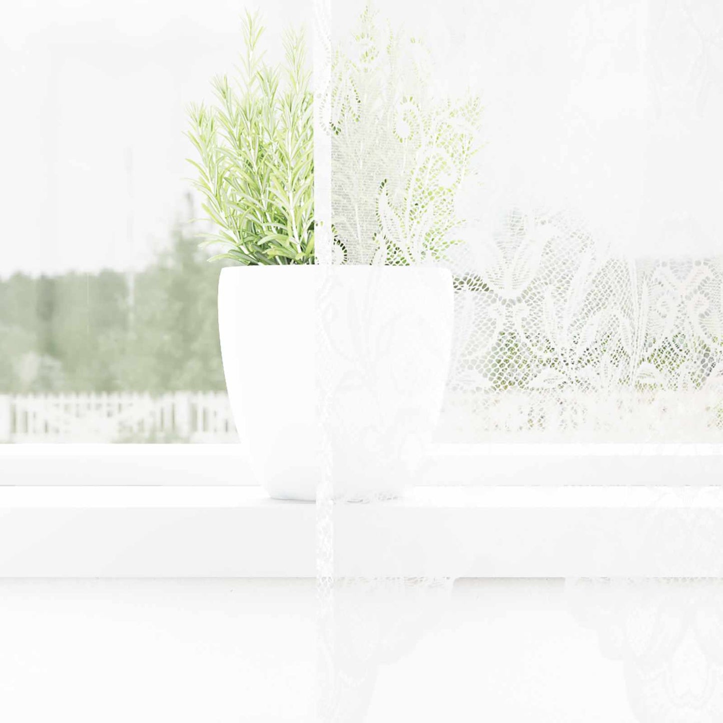 Lace Curtain with Drapes Floral White 120 x 300 cm Polyester