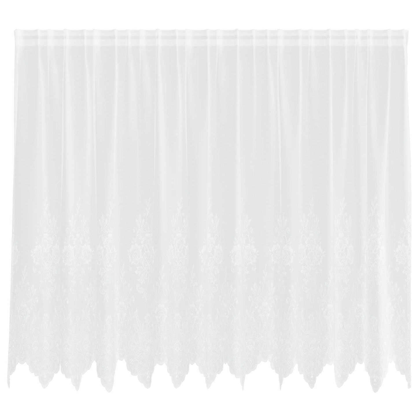 Voilage en dentelle avec rideaux à motif floral blanc 180 x 300 cm polyester