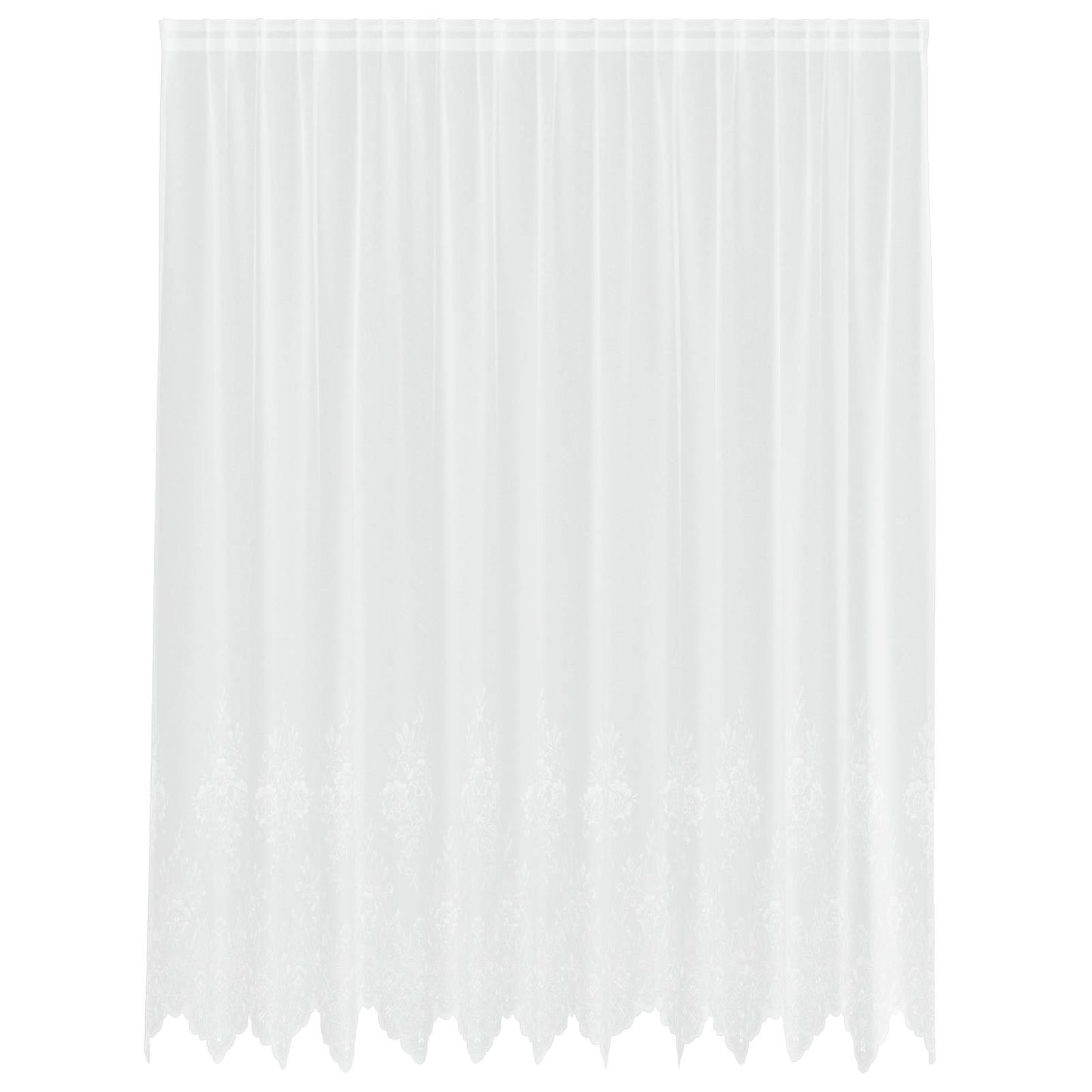 Lace Curtain with Drapes Floral White 245x300cm Polyester