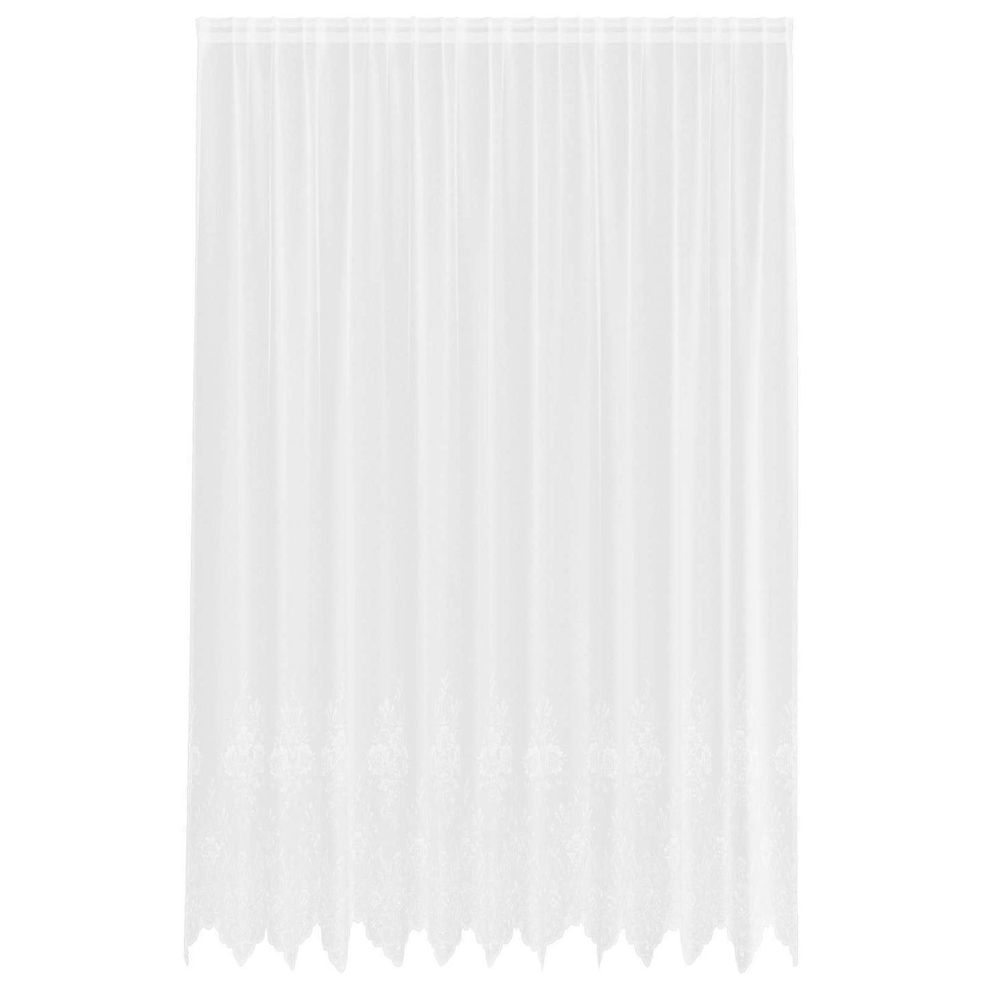 Lace Curtain with Drapes Floral White 280 x 300 cm Polyester