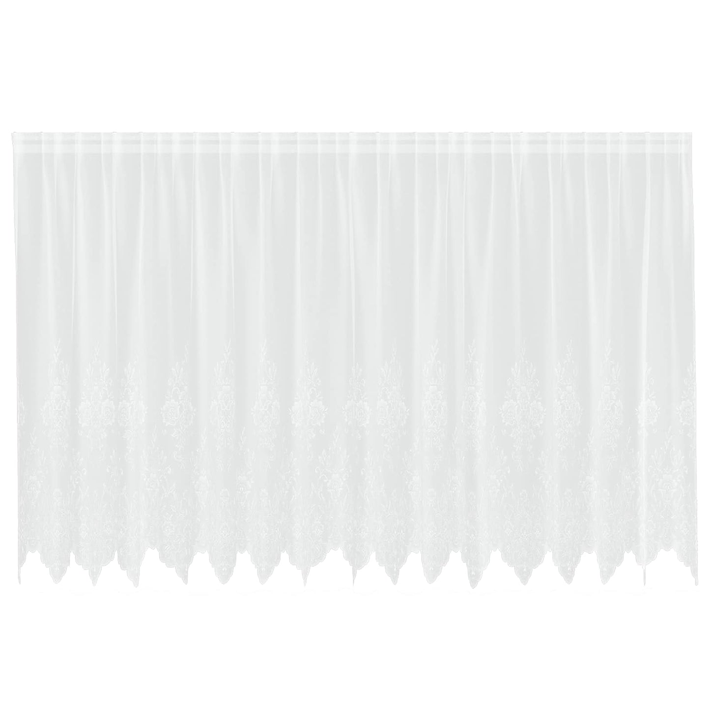 Spitzenvorhang mit Vorhängen Floral Weiß 140 x 400 cm Polyester