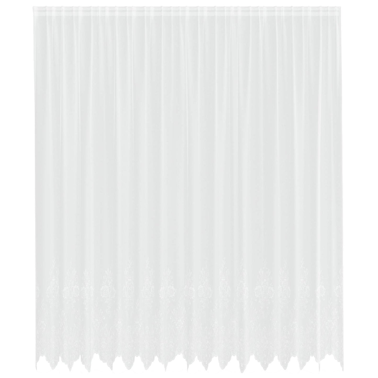 Lace curtain with drapes Floral White 300 x 400 cm Polyester