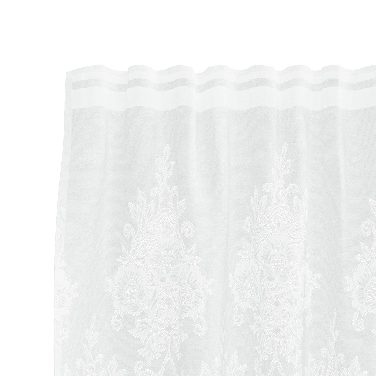 Lace Curtain with Floral Curtains White 200 x 750 cm Polyester