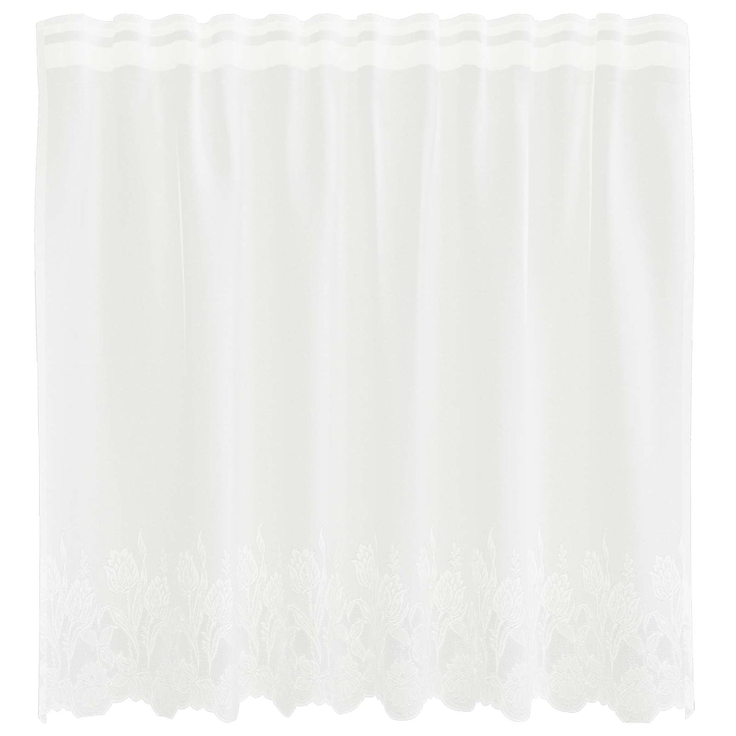 Voilage pointe avec rideaux à motif floral blanc 80 x 150 cm polyester
