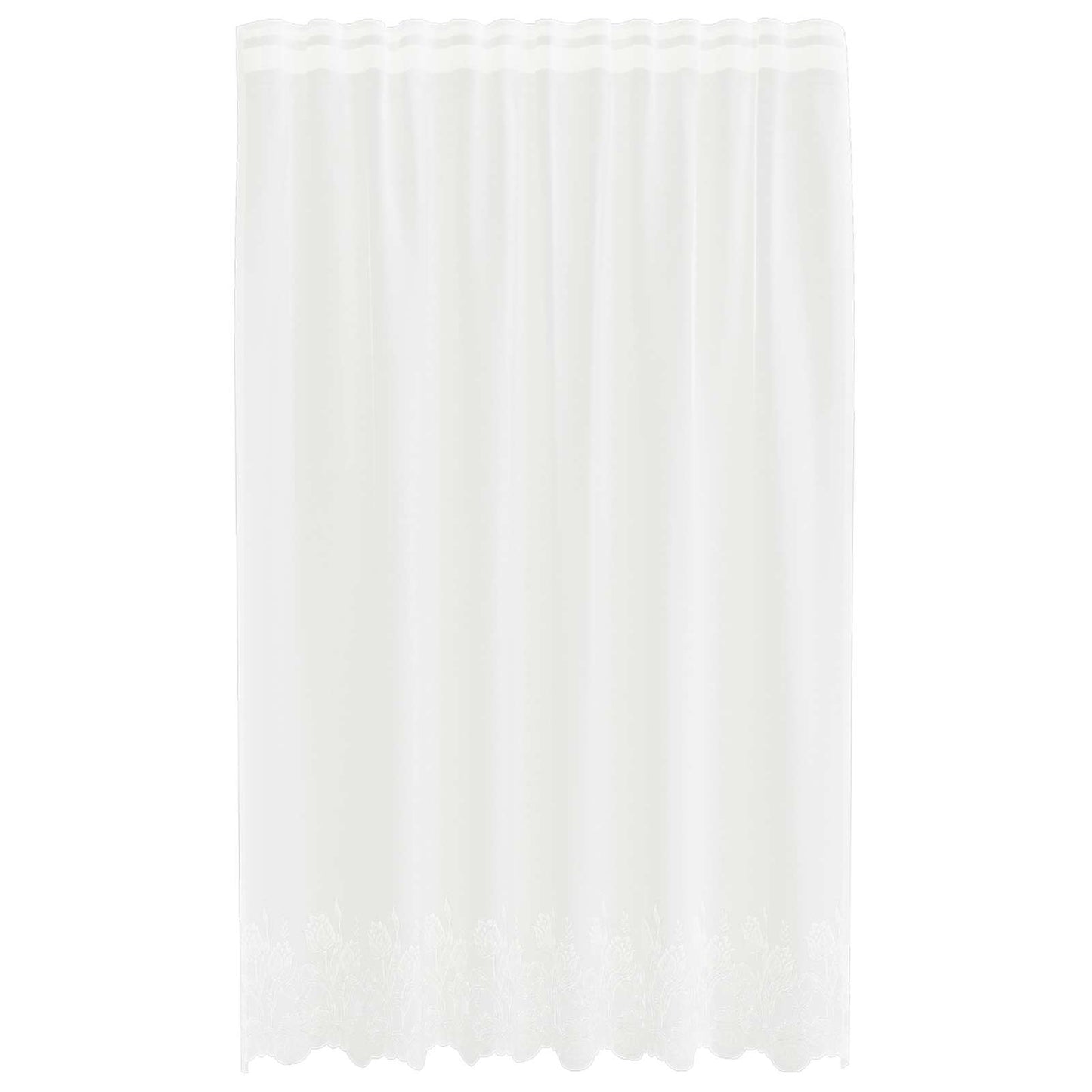 Spitzenvorhang mit Vorhängen Floral Weiß 240 x 150 cm Polyester