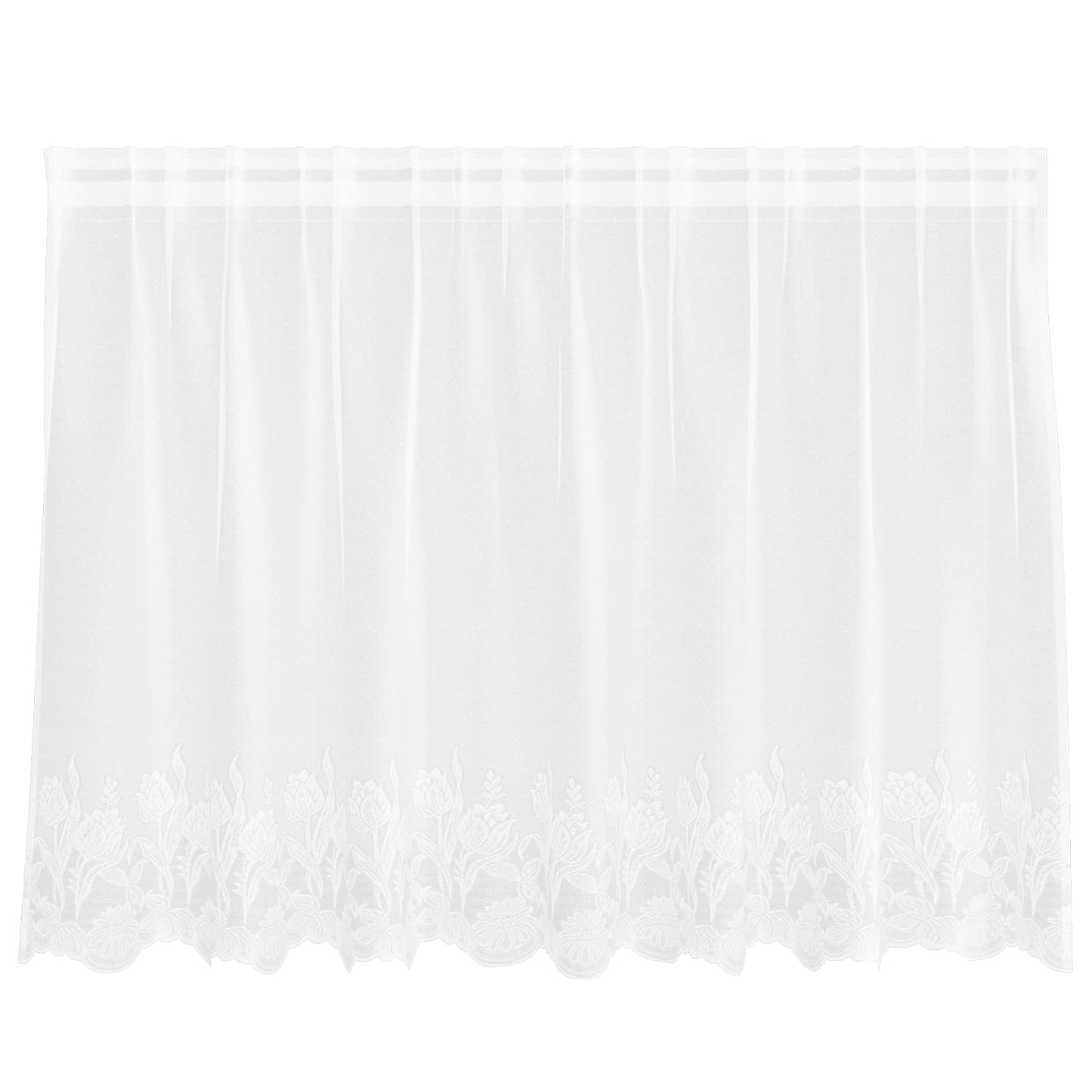 Rideau en dentelle avec rideaux floraux blancs 100 x 200 cm polyester