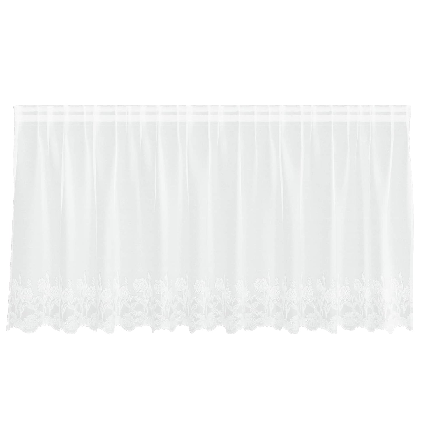 Voilage en dentelle avec rideaux à motif floral blanc 80 x 300 cm polyester