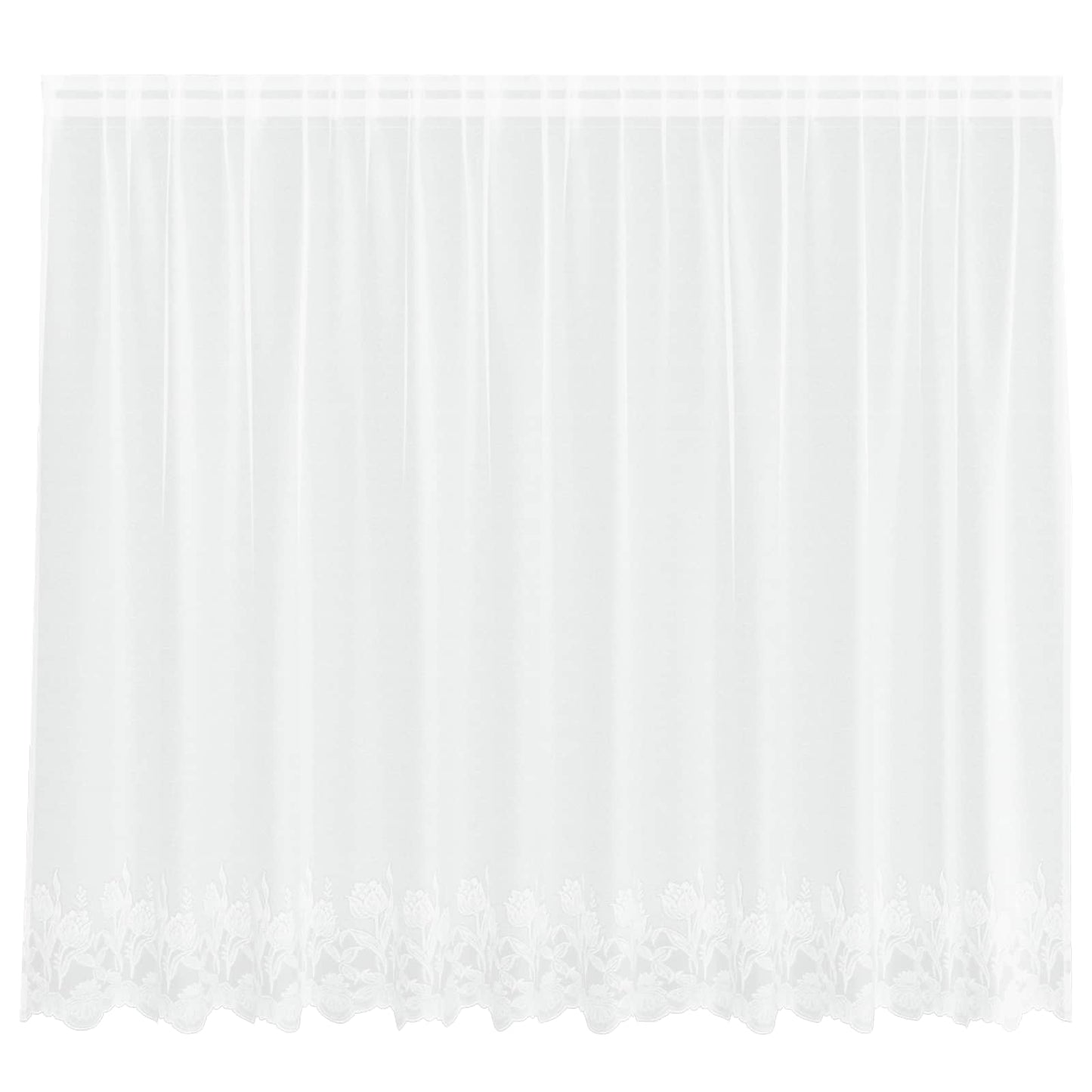 Lace Curtain with Drapes White 300 x 140 cm Polyester