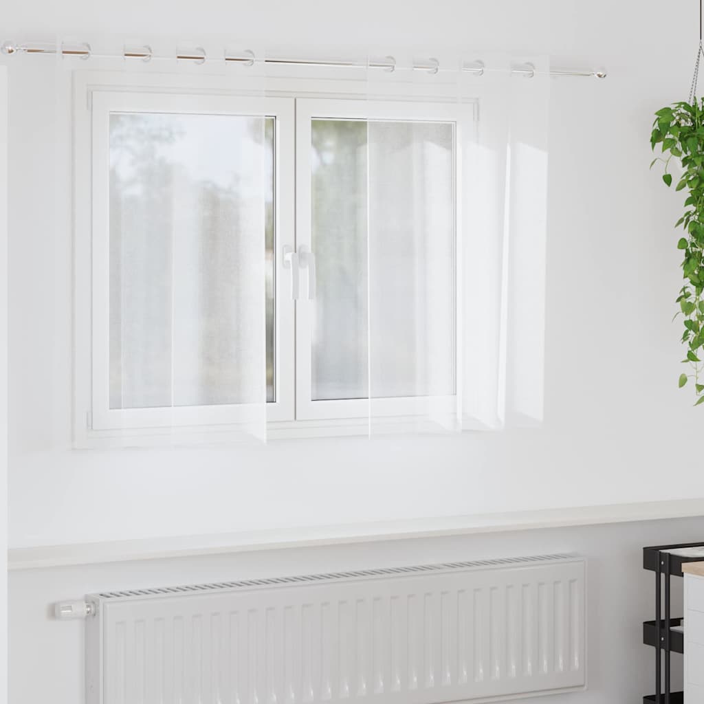 Sheer Curtain with Drapes 2 pcs White 140 x 140 cm Polyester
