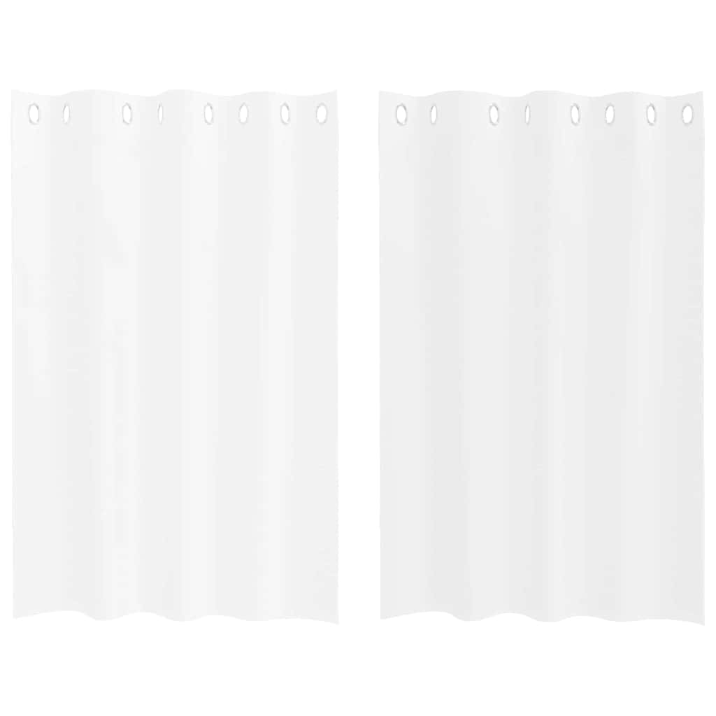 Sheer Curtain with Drapes 2 pcs White 140 x 140 cm Polyester