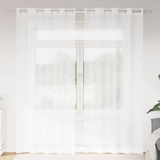Voile-Vorhang mit Vorhängen 2 pcs Weiß 225 x 140 cm Polyester