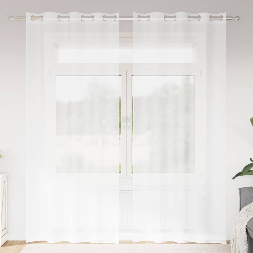 Voilage avec rideaux 2 pièces Blanc 245 x 140 cm Polyester