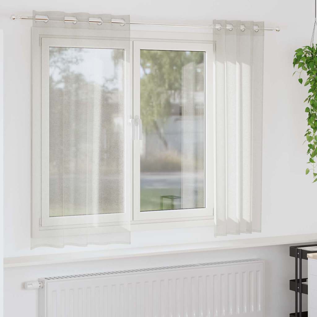 Voilage avec rideaux 2 pcs Crème 175 x 140 cm Polyester