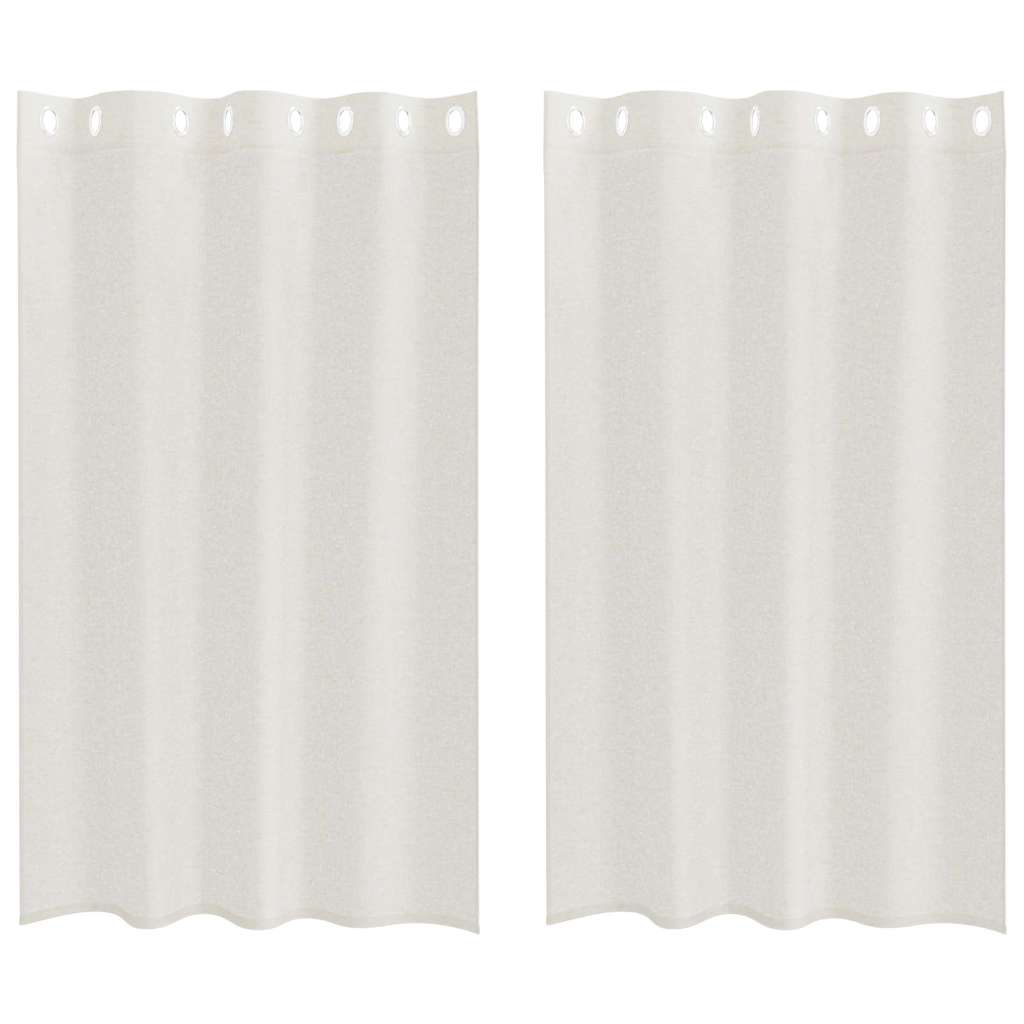 Voilage avec rideaux 2 pcs Crème 175 x 140 cm Polyester