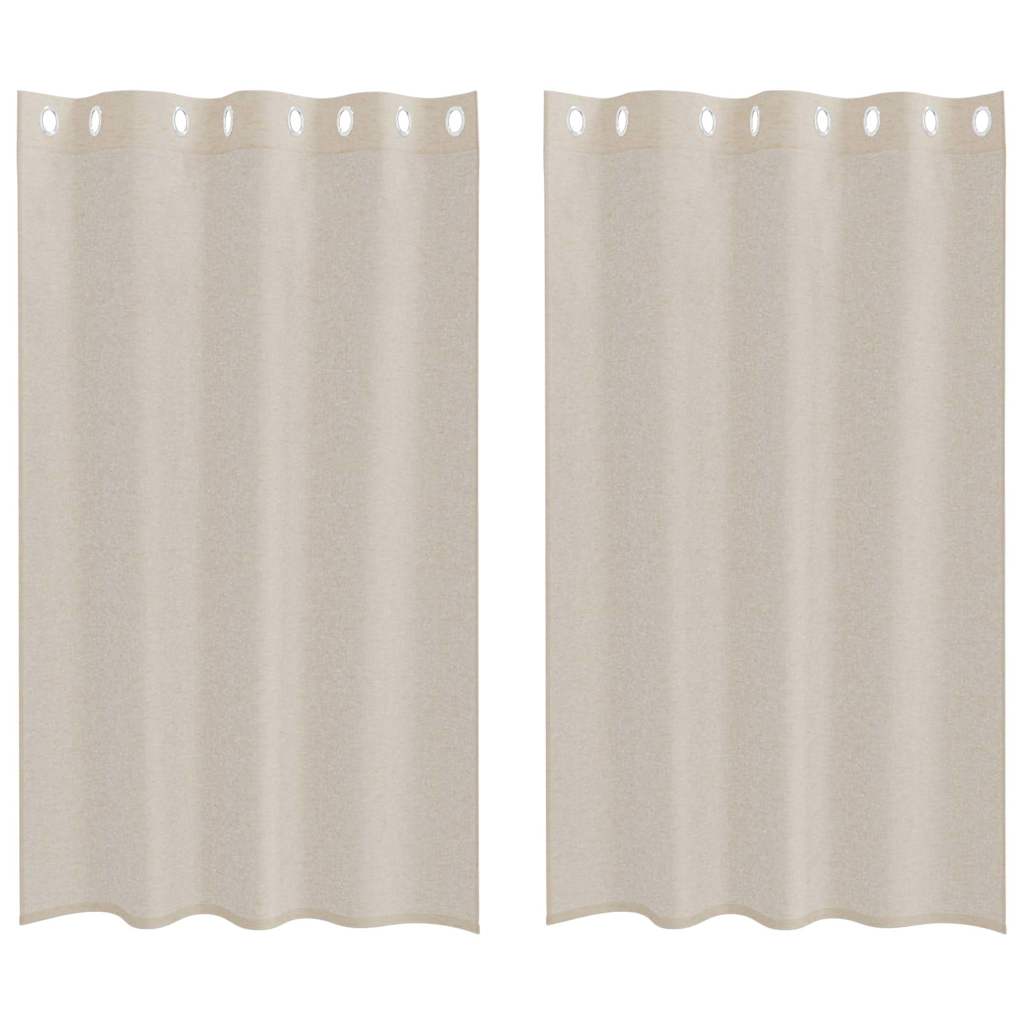 Voile-Vorhang mit Vorhängen 2 pcs Sand 175 x 140 cm Polyester