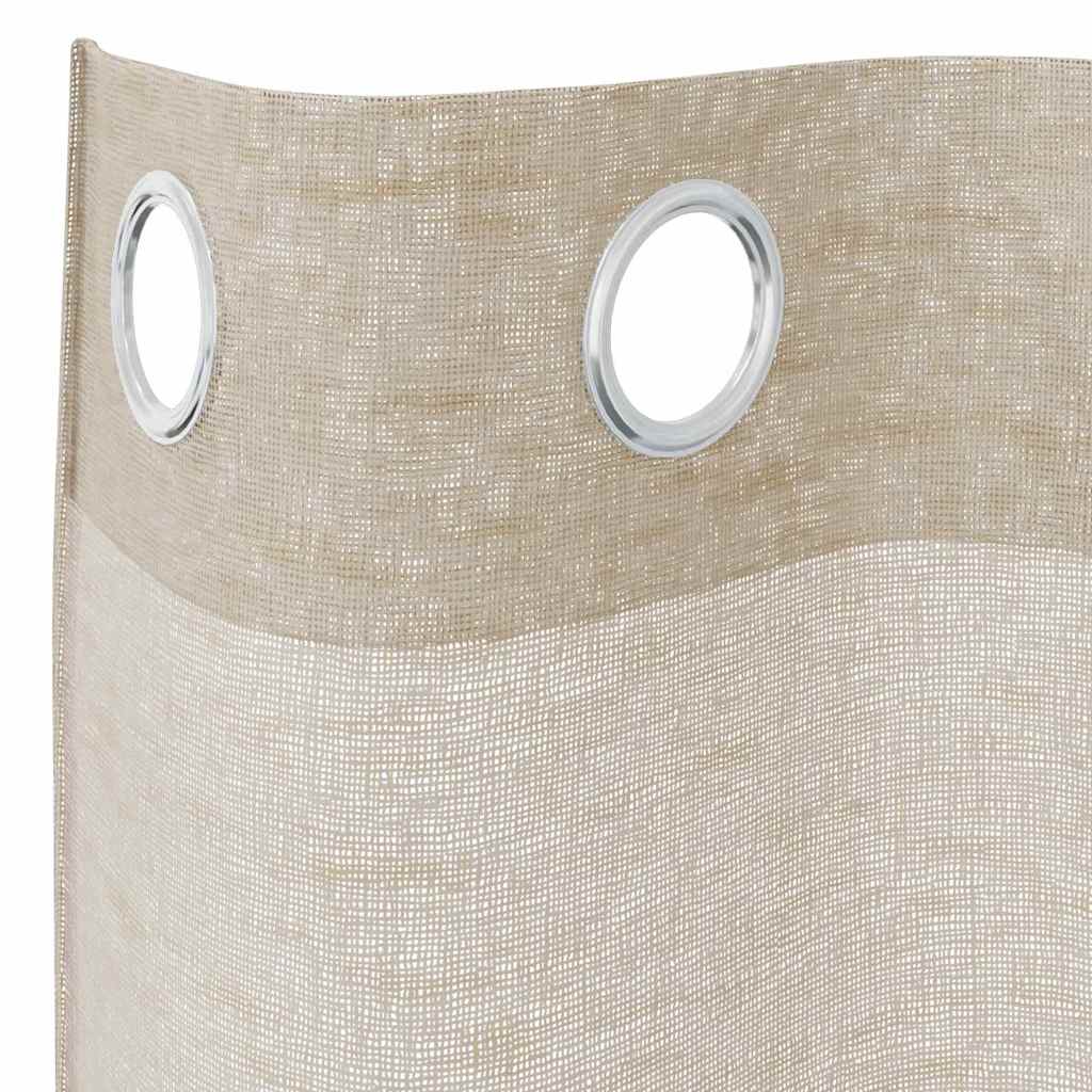 Voile Curtain with Drapes 2 pcs Sand 225 x 140 cm Polyester
