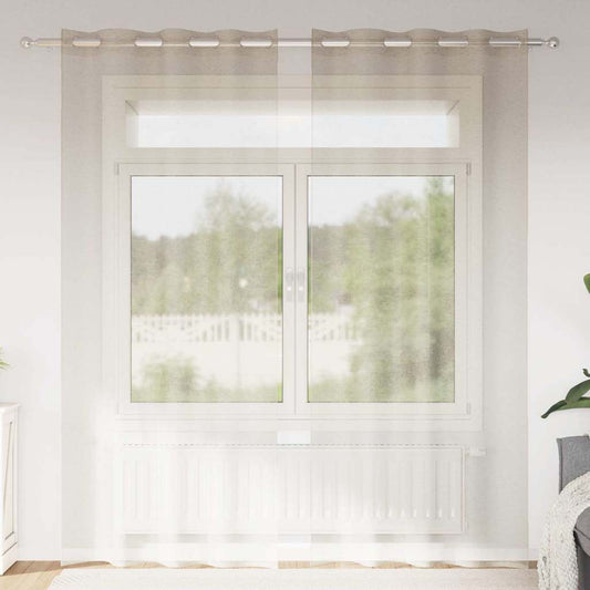 Voile-Vorhang mit Vorhängen 2 pcs Sand 225 x 140 cm Polyester