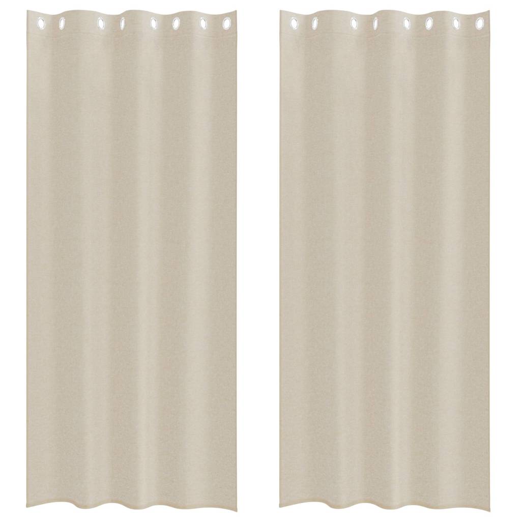 Voile-Vorhang mit Vorhängen 2 pcs Sand 245 x 140 cm Polyester