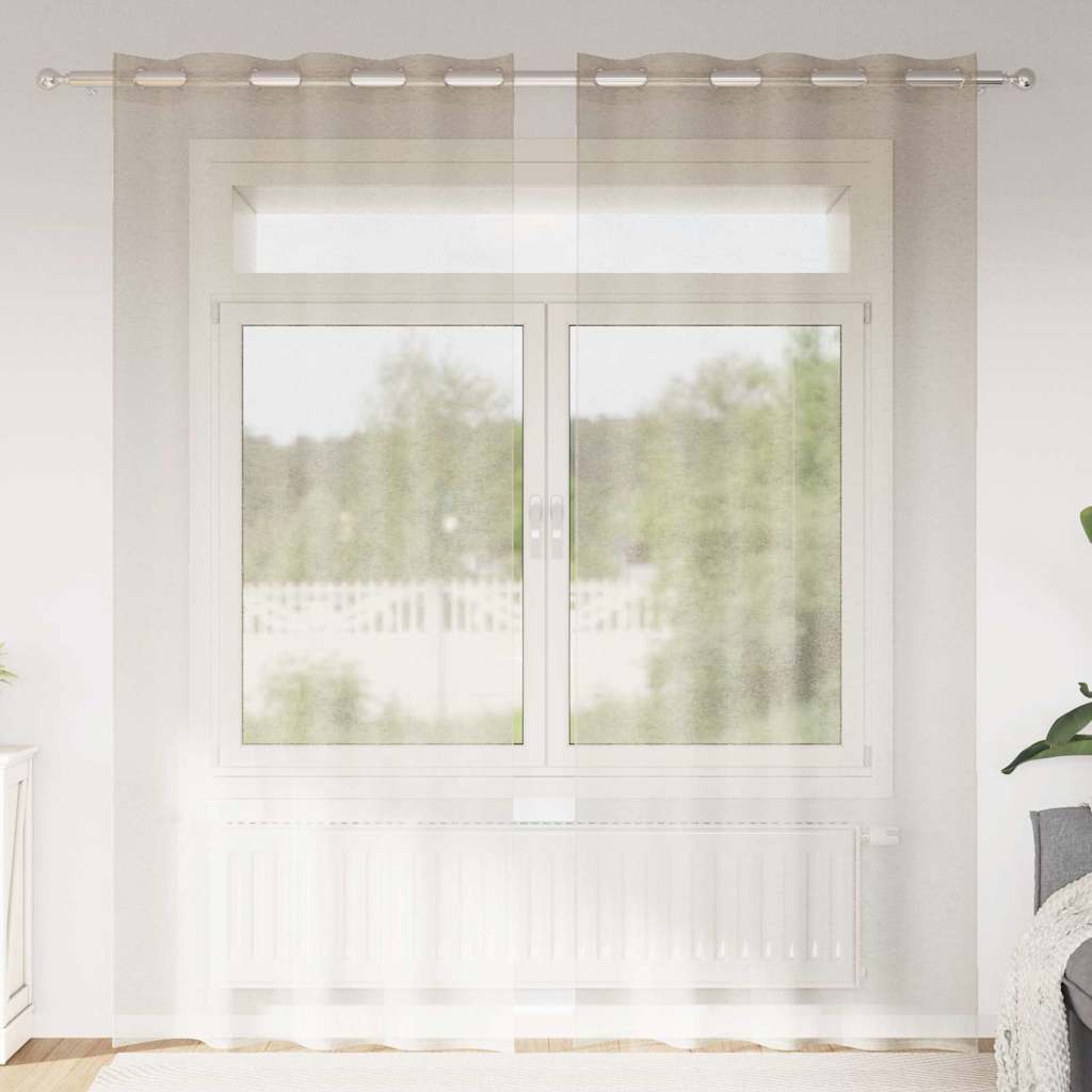 Voilage avec rideaux 2 pièces Sable 260 x 140 cm Polyester
