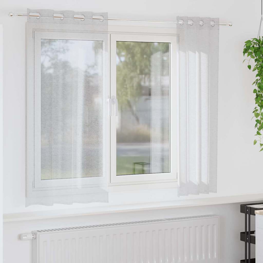 Sheer Curtain 2 pcs Light Grey 175 x 140 cm Polyester