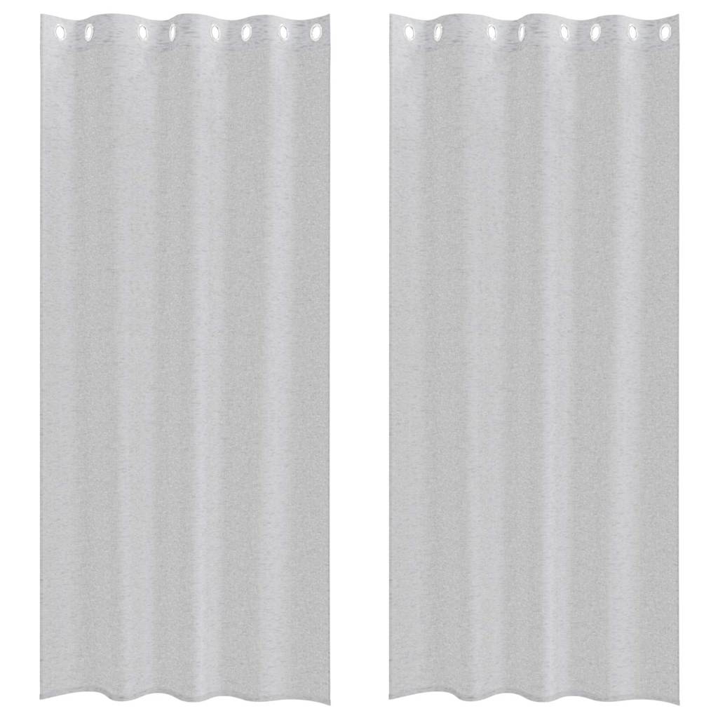 Voile-Vorhang 2 pcs Hellgrau 225 x 140 cm Polyester