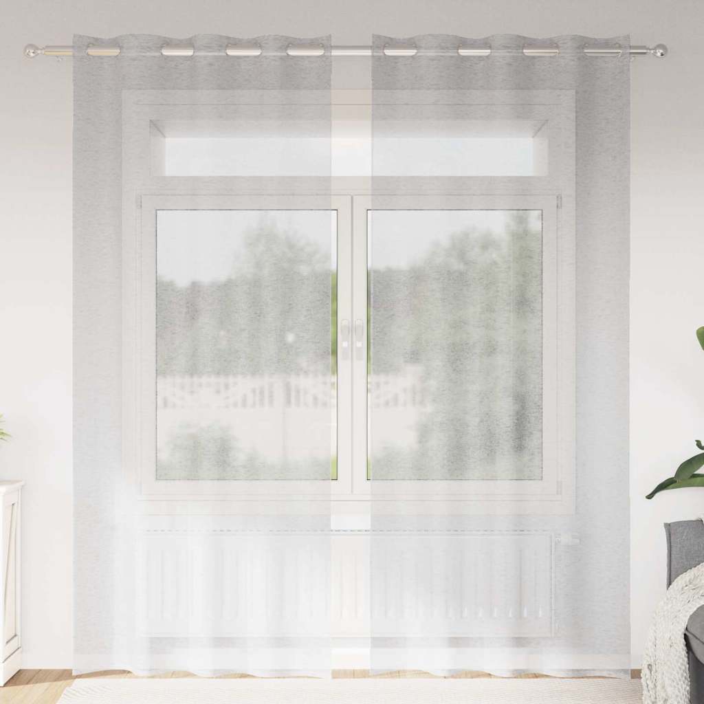 Voile-Vorhang 2 pcs Hellgrau 245 x 140 cm Polyester